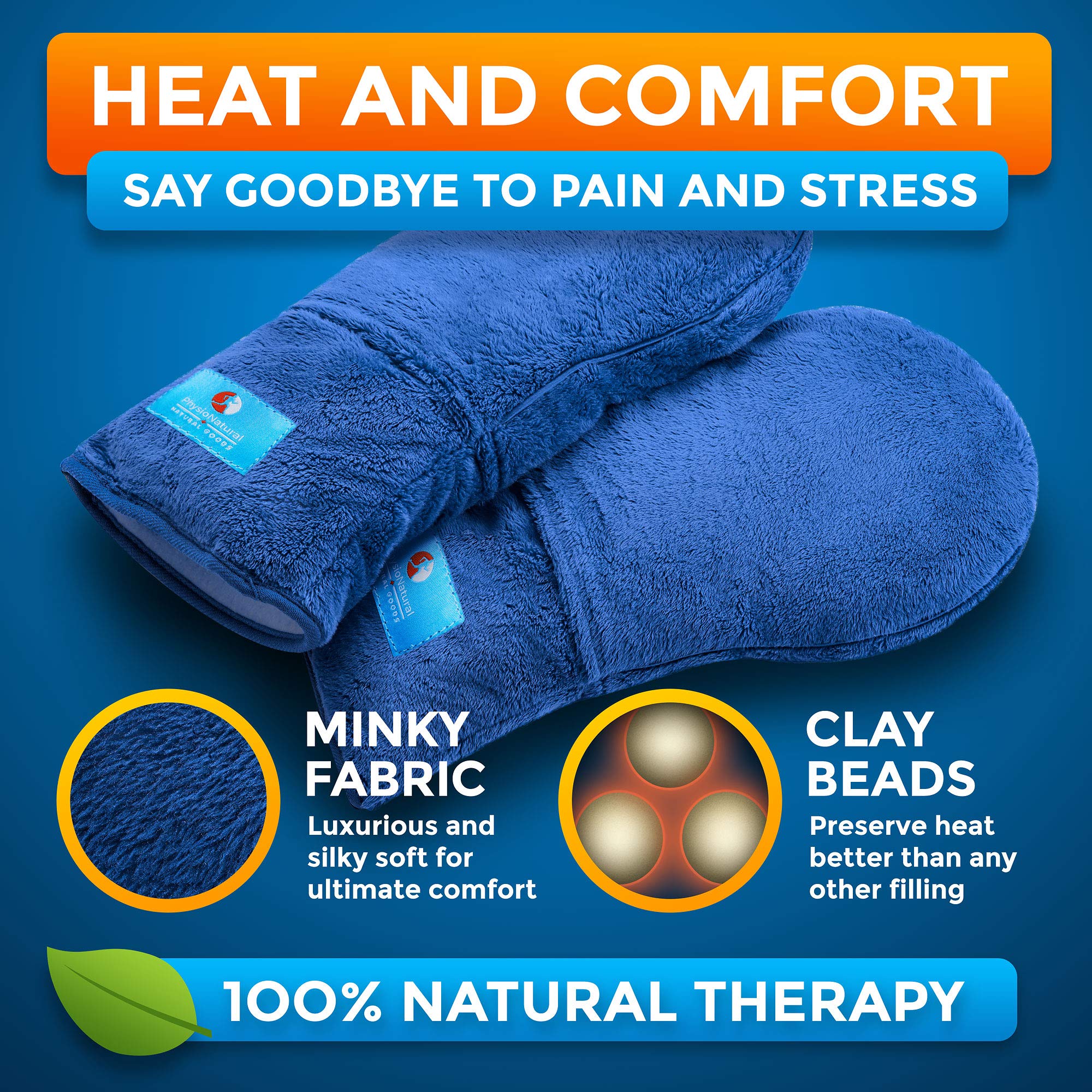 PhysioNatural Mittens, detalle canales de calor, distribución uniforme para mayor comodidad.