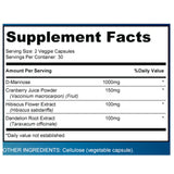 Phytage Labs Ingredientes naturales diente de león arándano hibisco para salud urinaria.