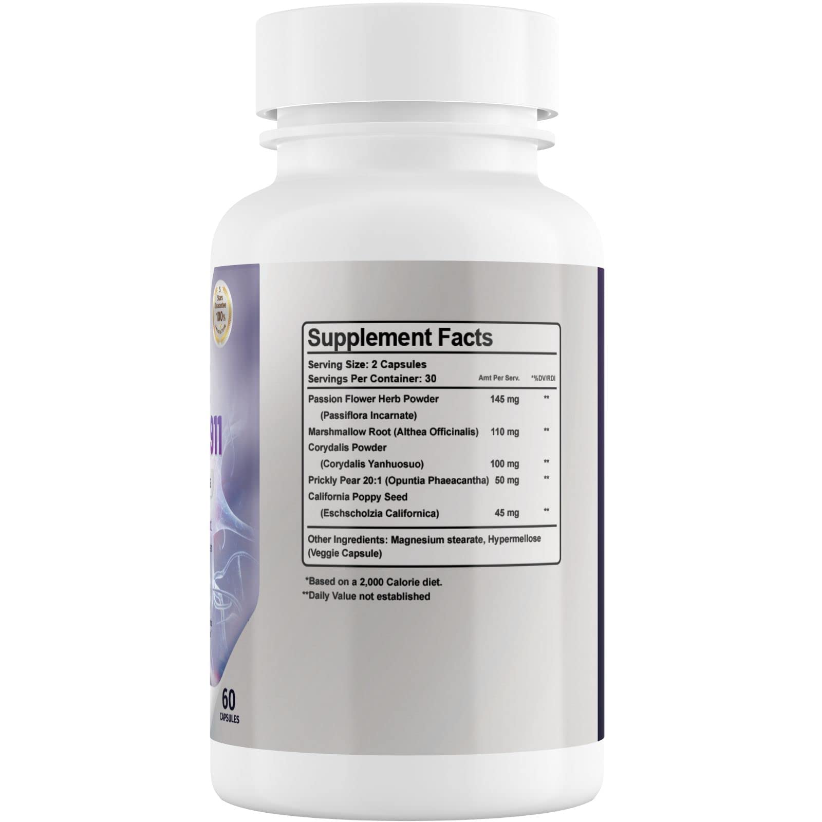 Phytage Labs Nerve Control 911, cápsulas en primer plano, favorece la función nerviosa diaria.