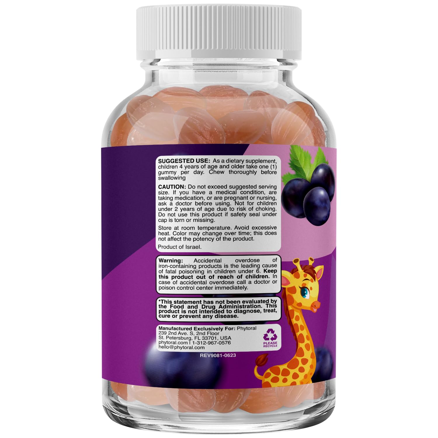 Phytoral gomitas en bote, envase práctico para niños.