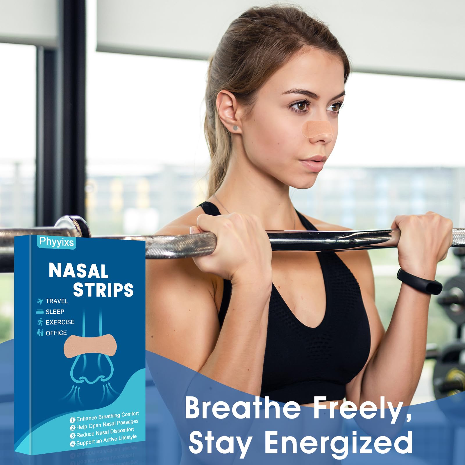 Phyyixs Nasal Strips: caja de 70 unidades para valor a largo plazo.