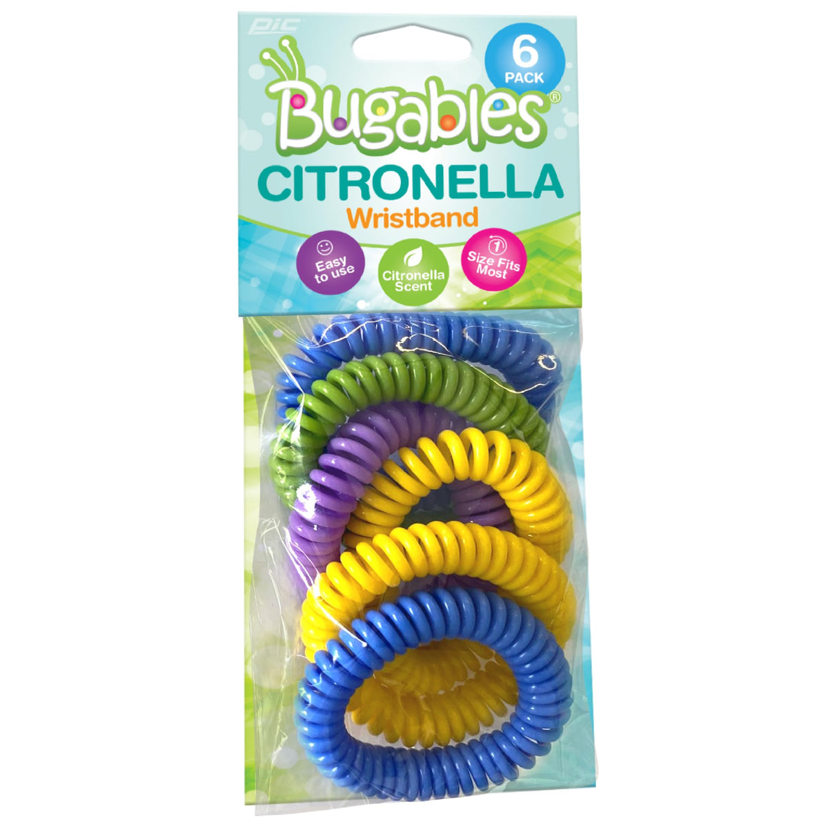 PIC Bugables pulseras citronela para exterior, protección ligera contra insectos.