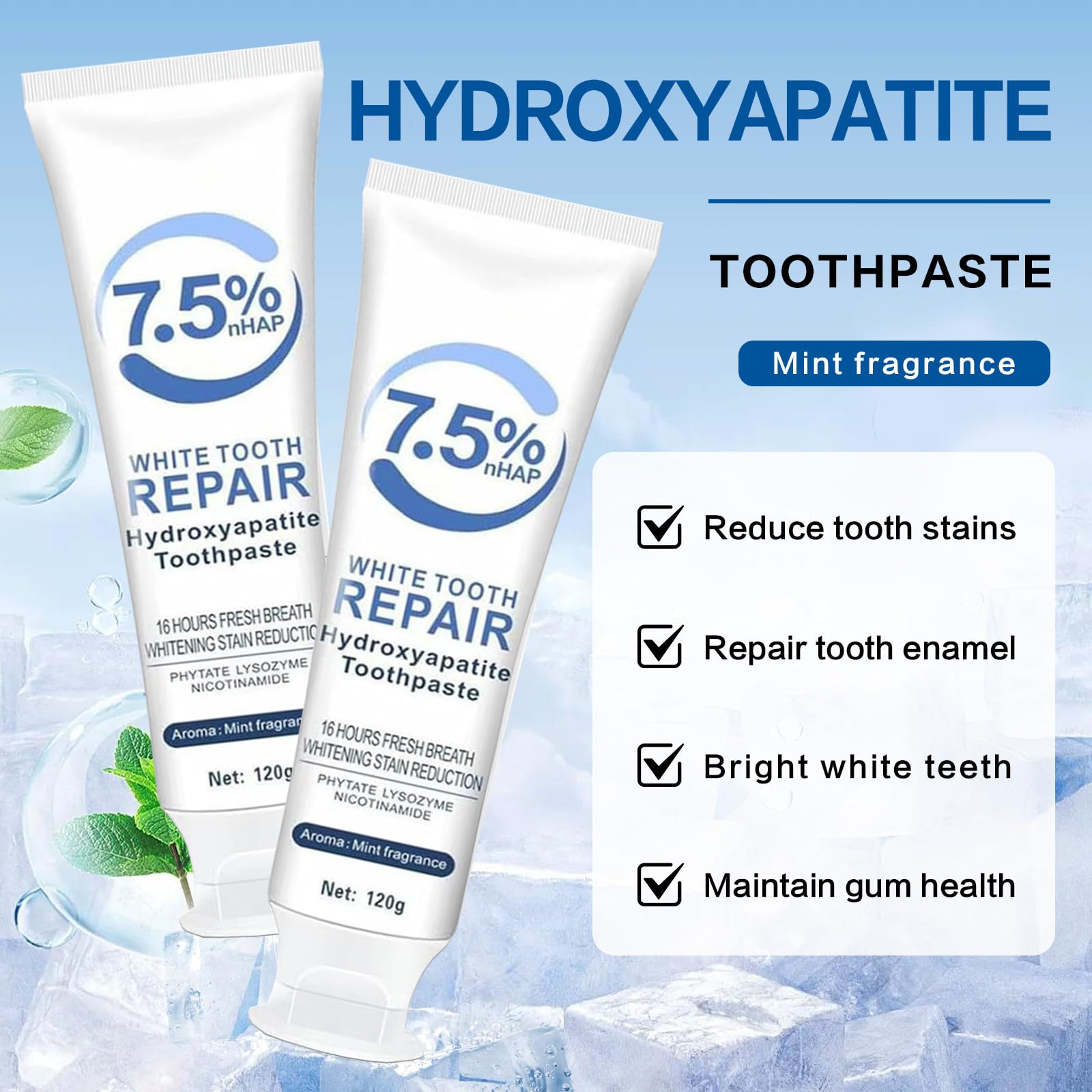 Pigdun pasta hidroxiapatita para sensibilidad dental, limpieza suave