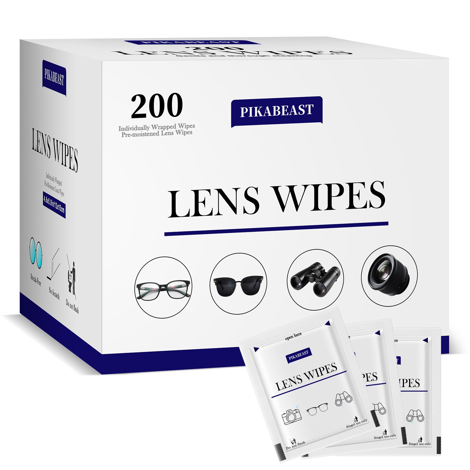 Pikabeast: toallitas para lentes 200 unidades limpian sin dejar residuos