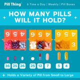 PILL THING Bandeja de almacenamiento de 7 días mantiene medicamentos organizados.