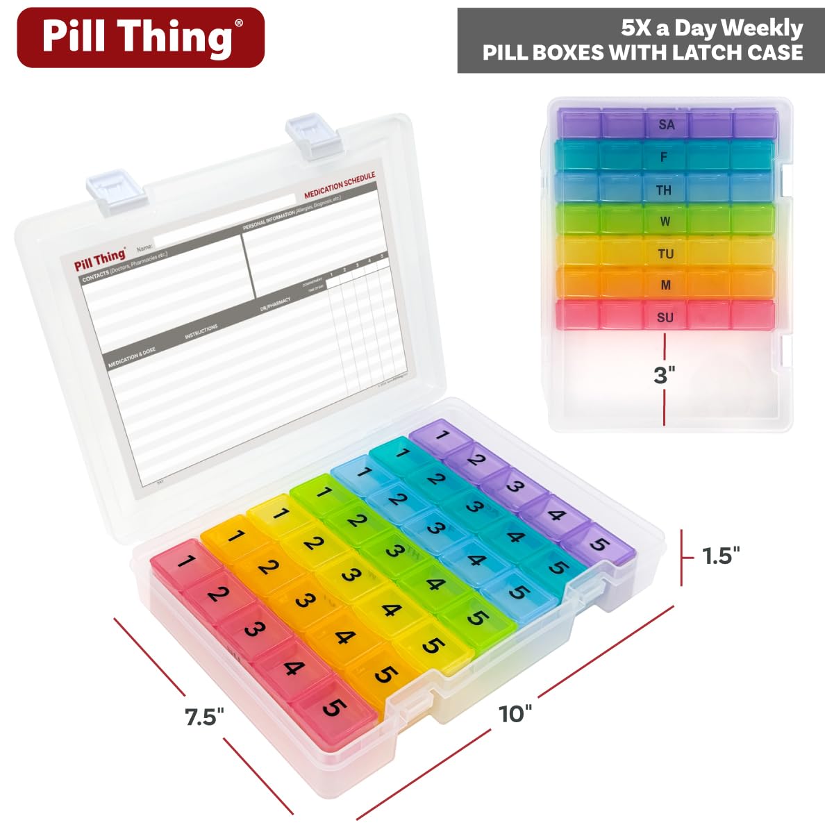PILL THING: etiquetas con días de la semana para organización clara.