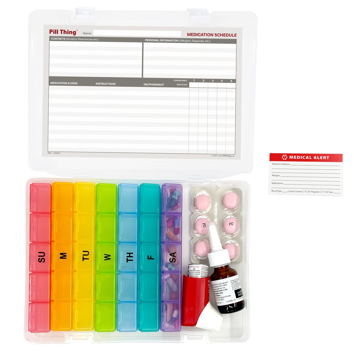 PILL THING: dimensiones del estuche y cajas para transporte cómodo.