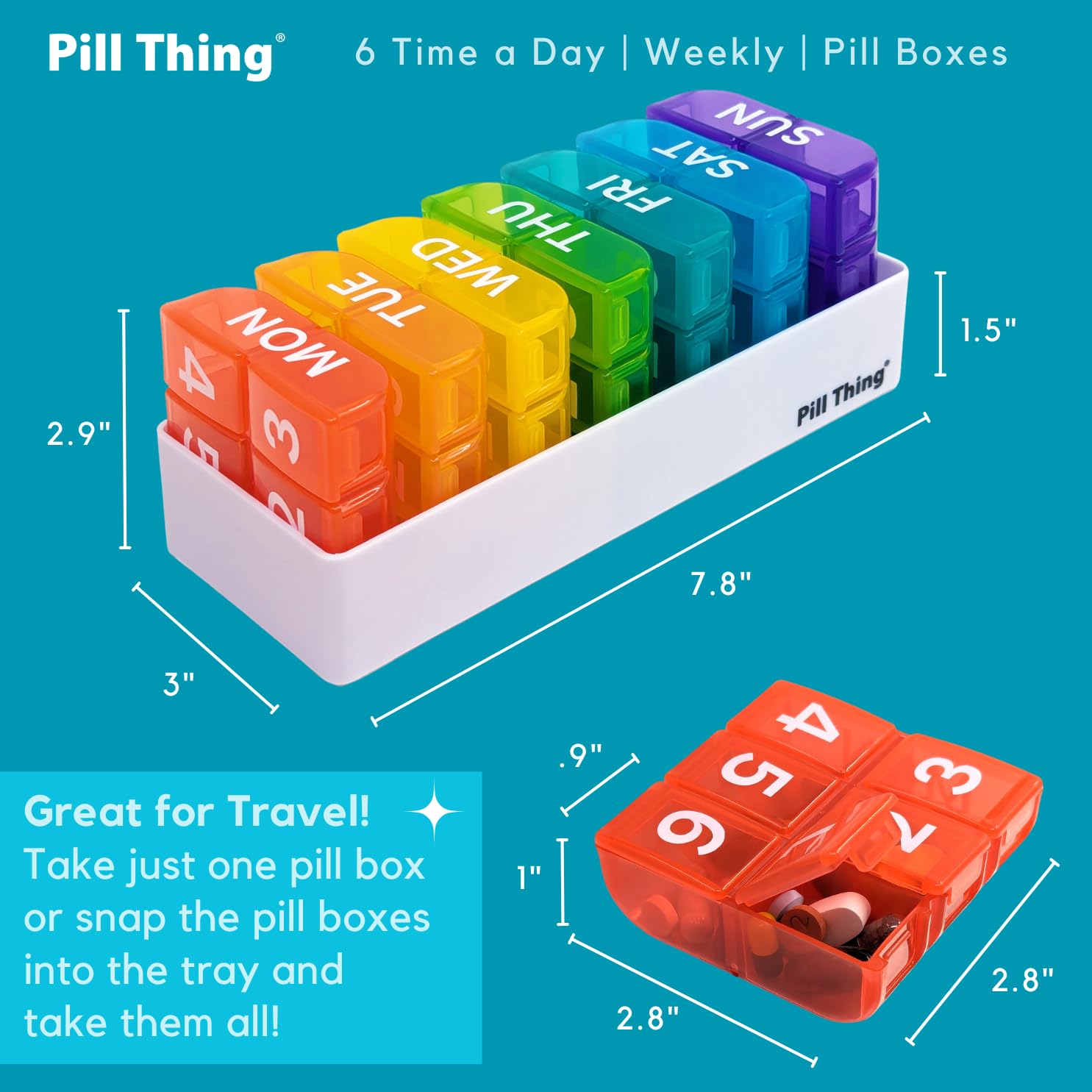 PILL THING Diseño ergonómico cómodo para transporte y uso diario.
