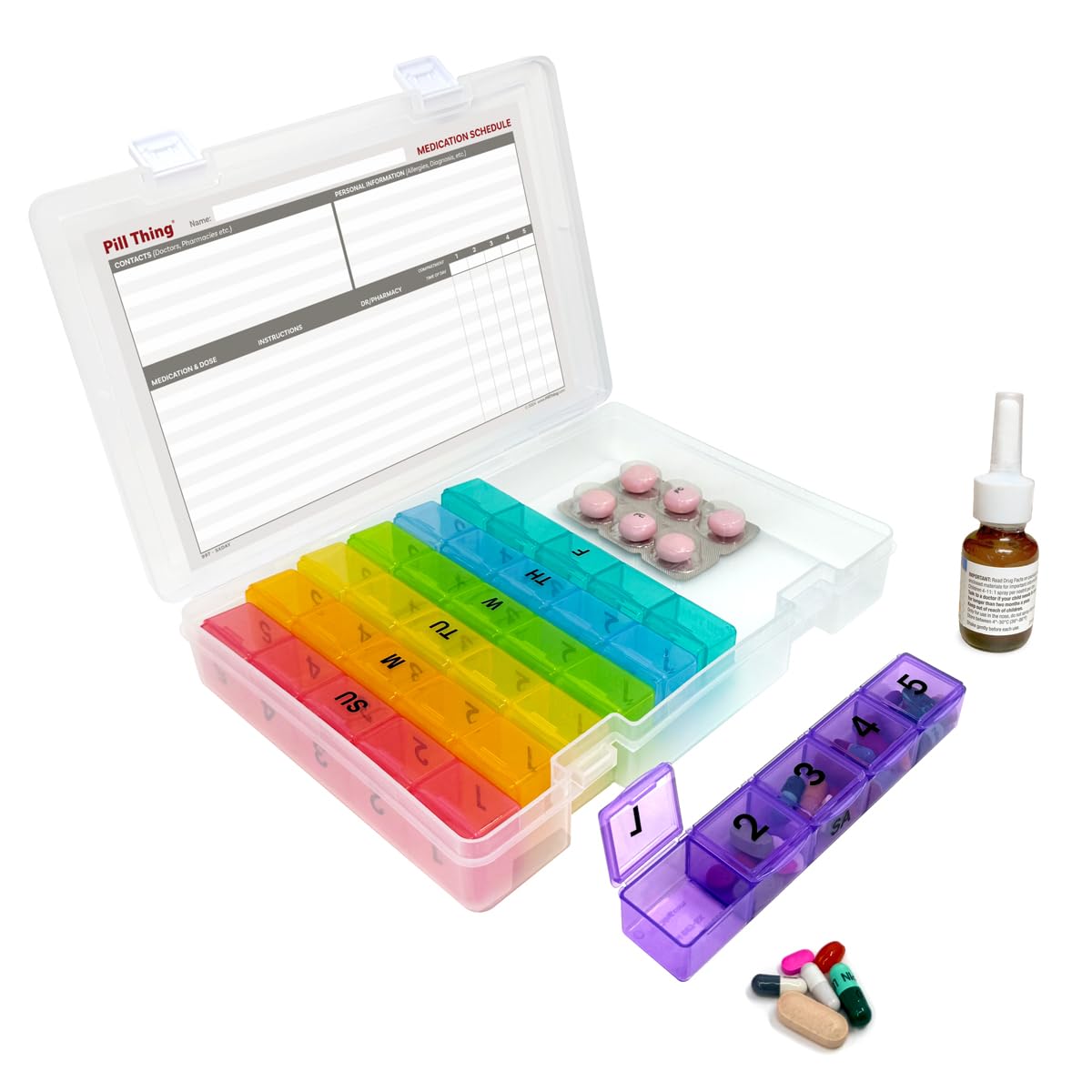 PILL THING: horario de medicación de dos caras para registrar tomas.