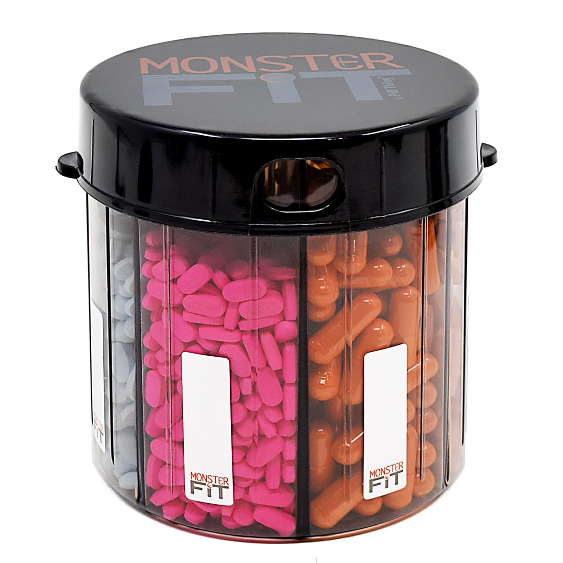 PILL THING XL dispensador de pastillas con 7 compartimentos grandes para organización diaria.