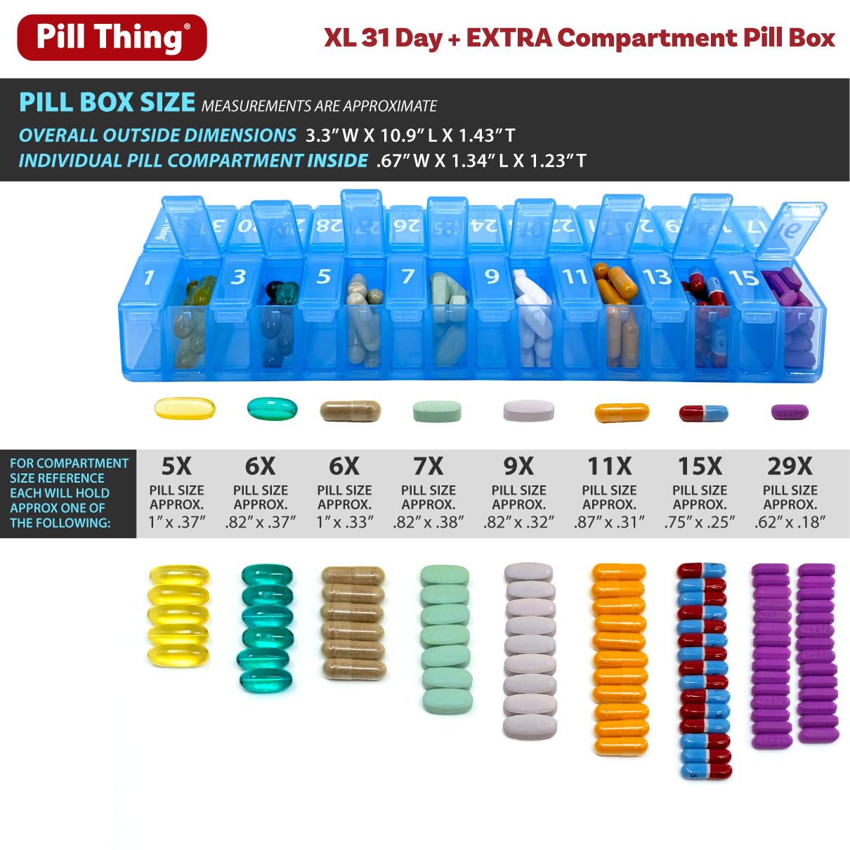PILL THING XL números grandes facilitan el seguimiento diario de dosis