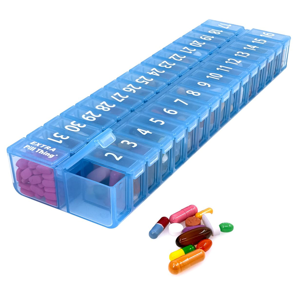 PILL THING XL organizador mensual de pastillas 31 días para un mes completo