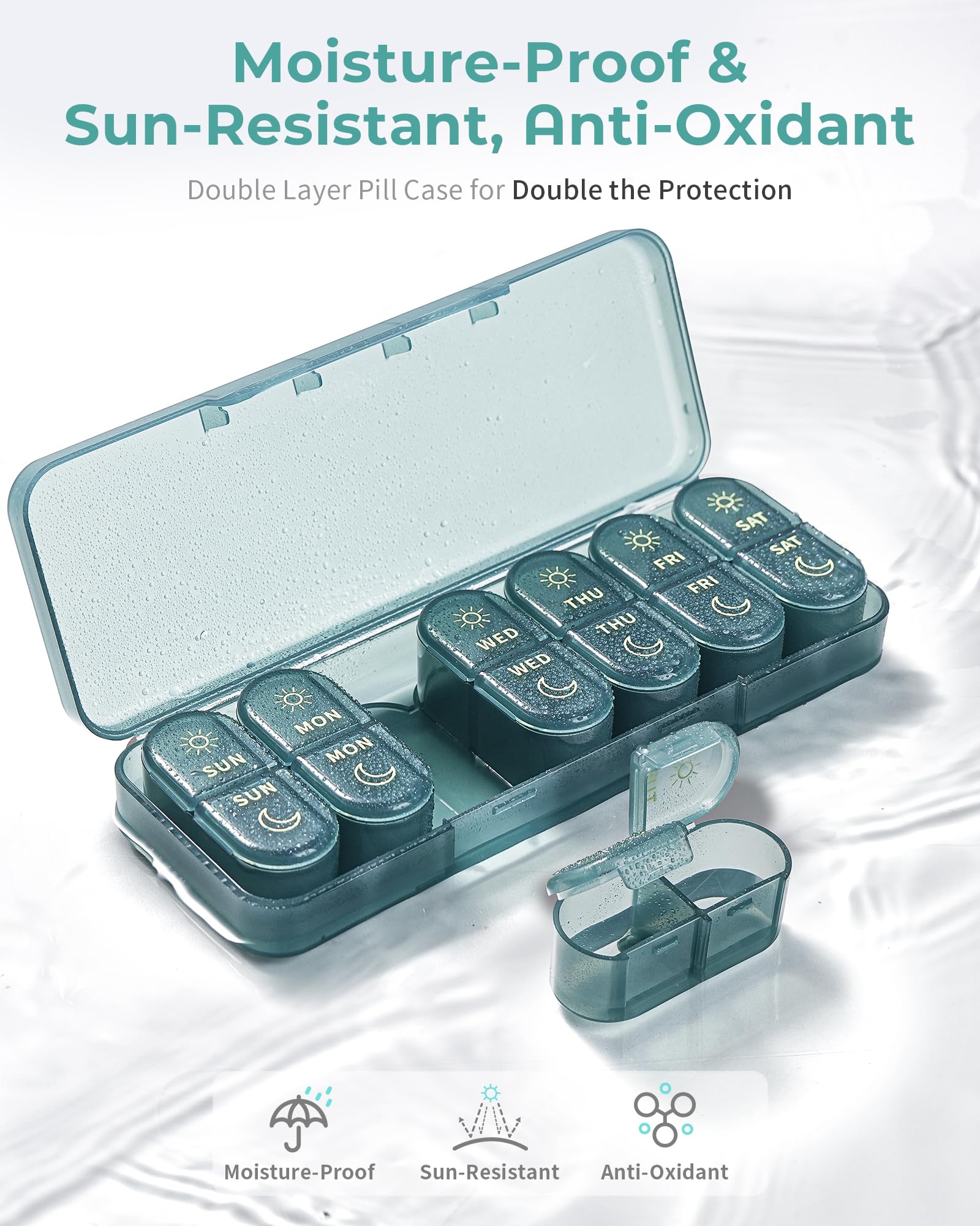 Pillex Organizador Pastillas compacto de 4 cm de ancho para viaje