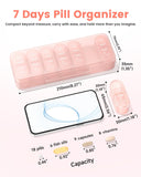 Pillex: pastillas AM/PM rosa, portátil para viajes.