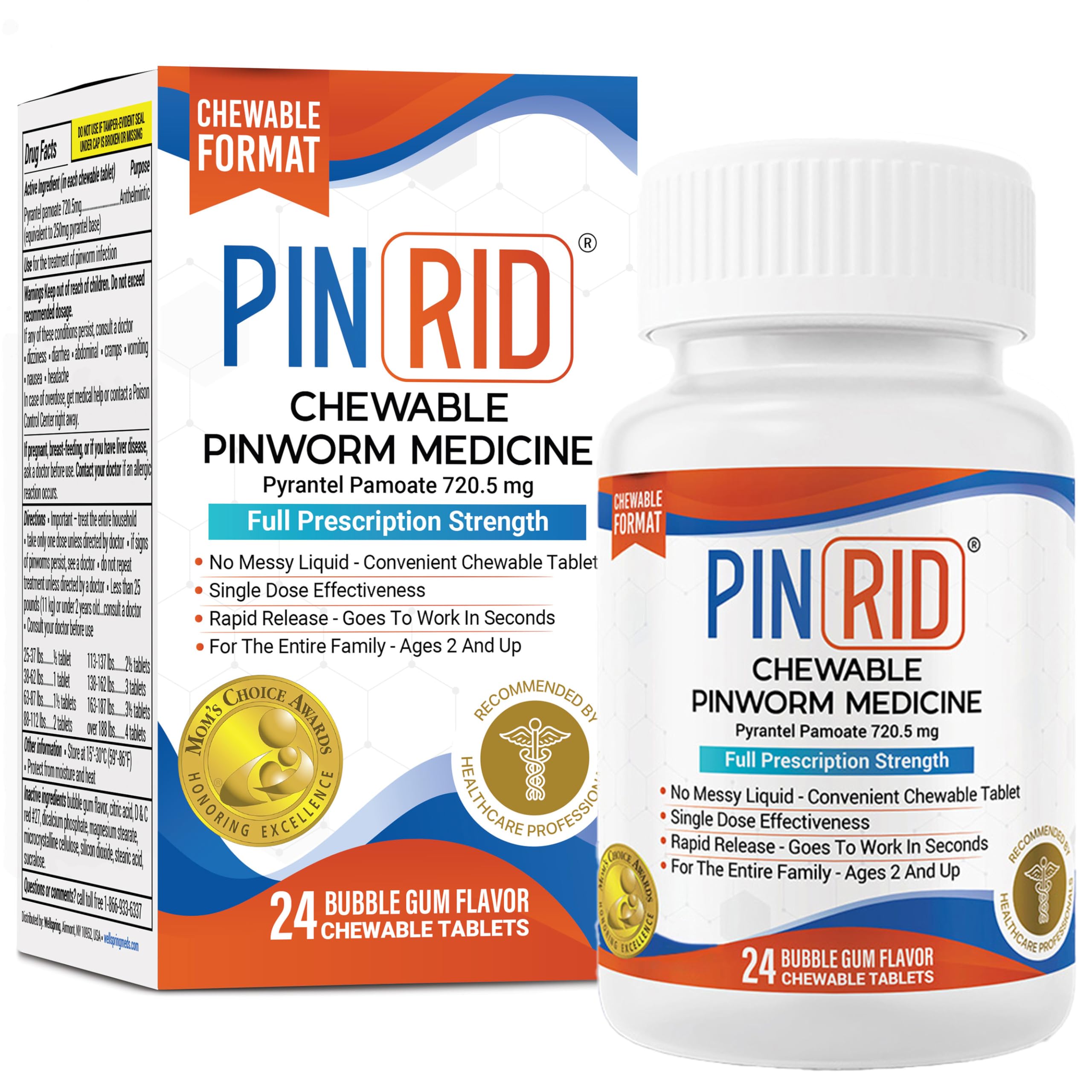 PIN RID tableta sabor chicle para tratamiento familiar práctico