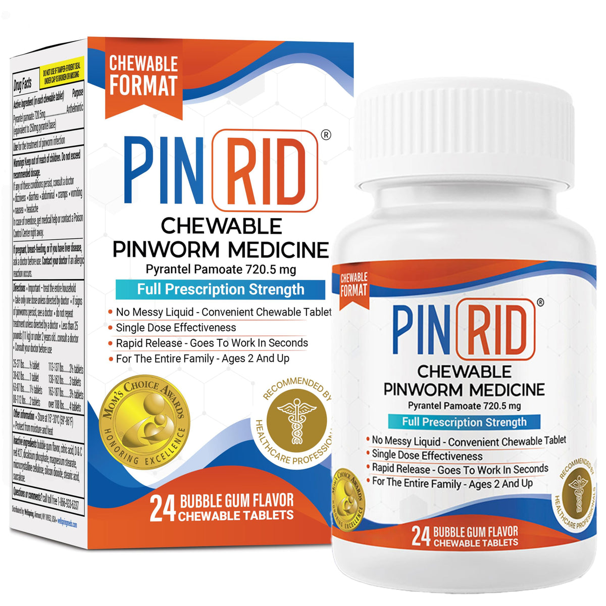 PIN RID tableta sabor chicle para tratamiento familiar práctico