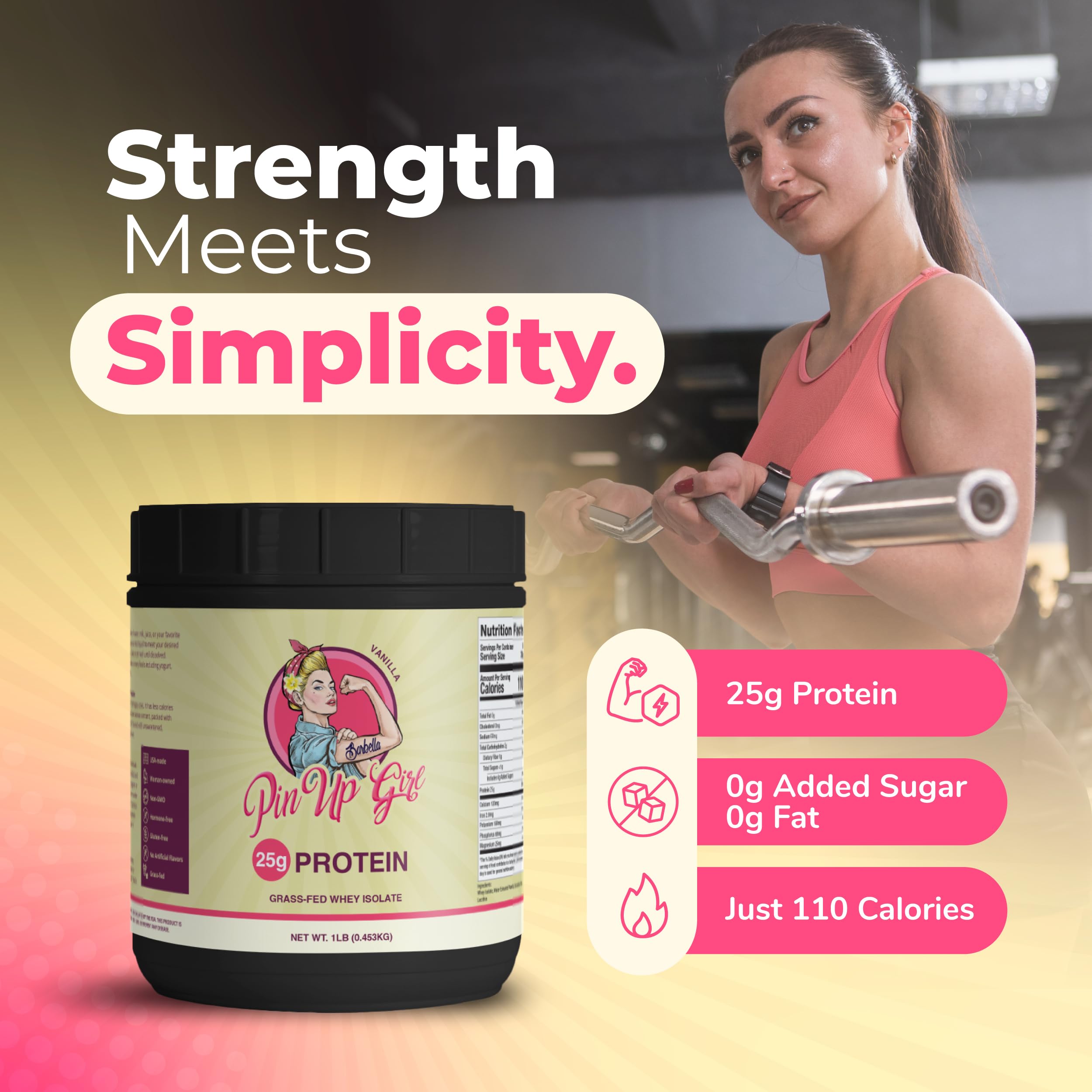 Pin Up Girl Whey Vanilla: mujer entrenando para rendimiento y tono muscular.