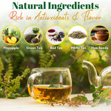 Bolsitas PIÑALIM GN + VIDA infusionándose en agua caliente en 5 minutos.