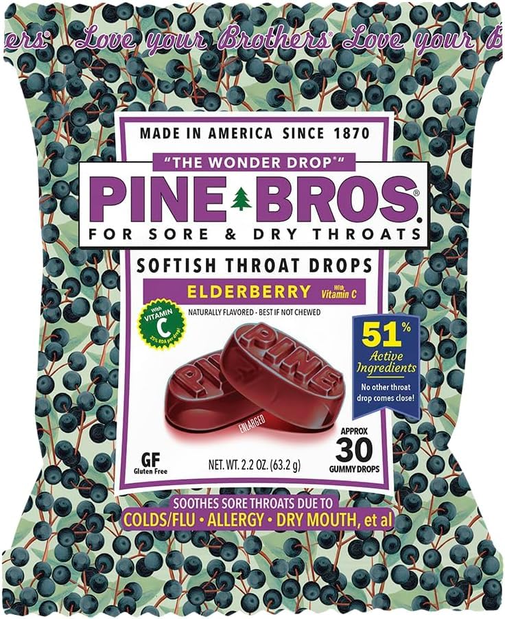 Pine Bros Gotas suaves frente al empaque, opción diaria para confortar la garganta.