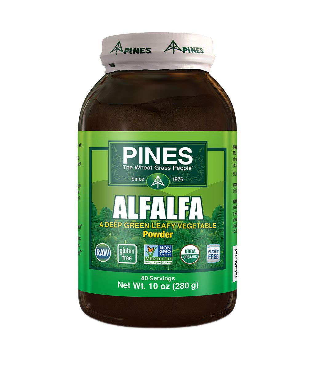 Pines Polvo de Alfalfa Orgánico: polvo verde para batidos, aporte de nutrientes y vitalidad diaria.