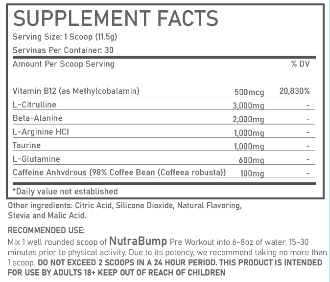 PINK NUTRABUMP Mezcla de pre-entrenamiento en vaso, sabor Fresa Kiwi para mantenerte activa.