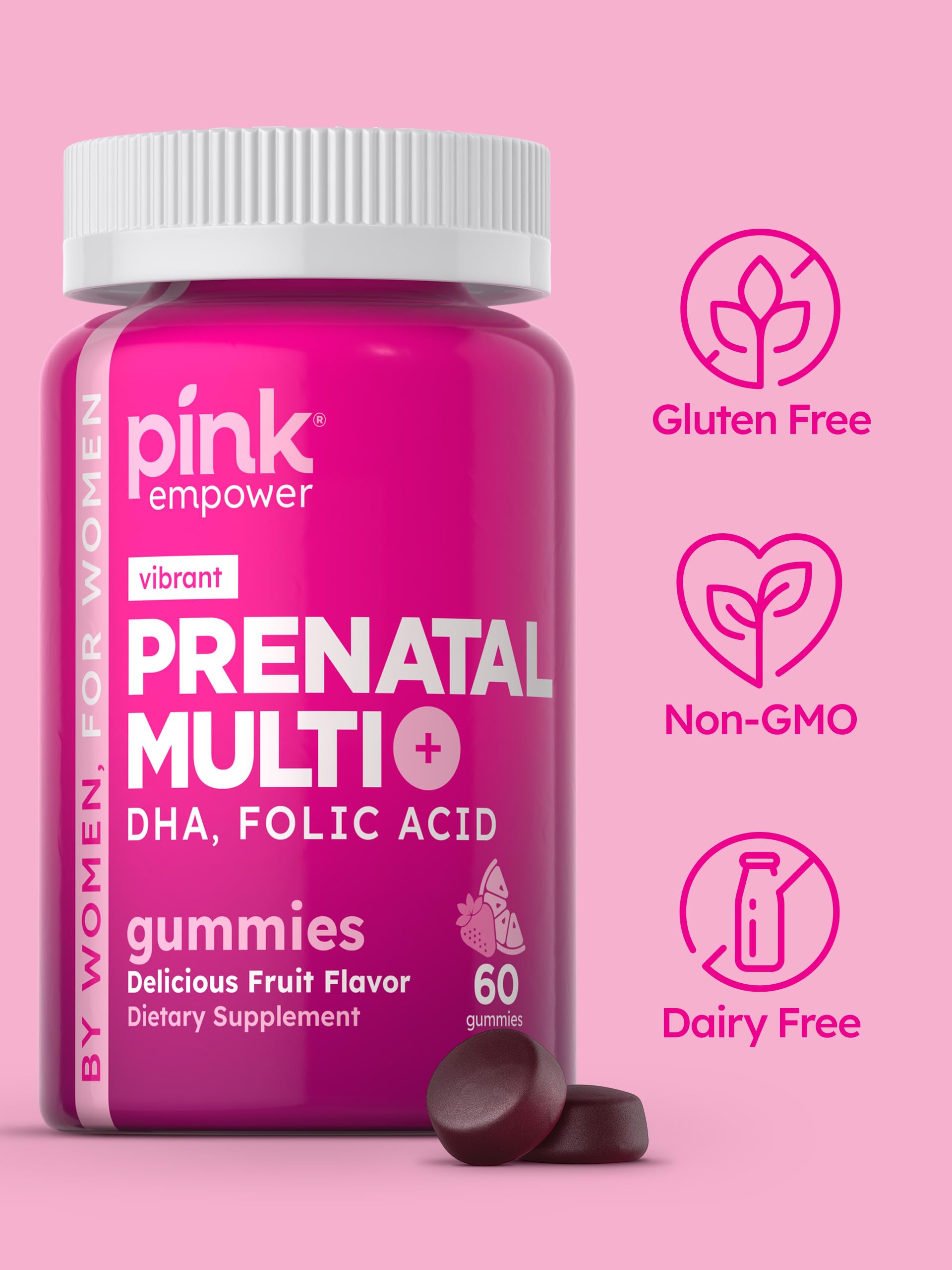 PINK Prenatal botella de presentación fácil de tomar.