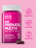 PINK Prenatal botella de presentación fácil de tomar.
