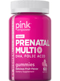 PINK Prenatal gomitas sabor fruta, apoyo nutricional diario para futuras mamás.