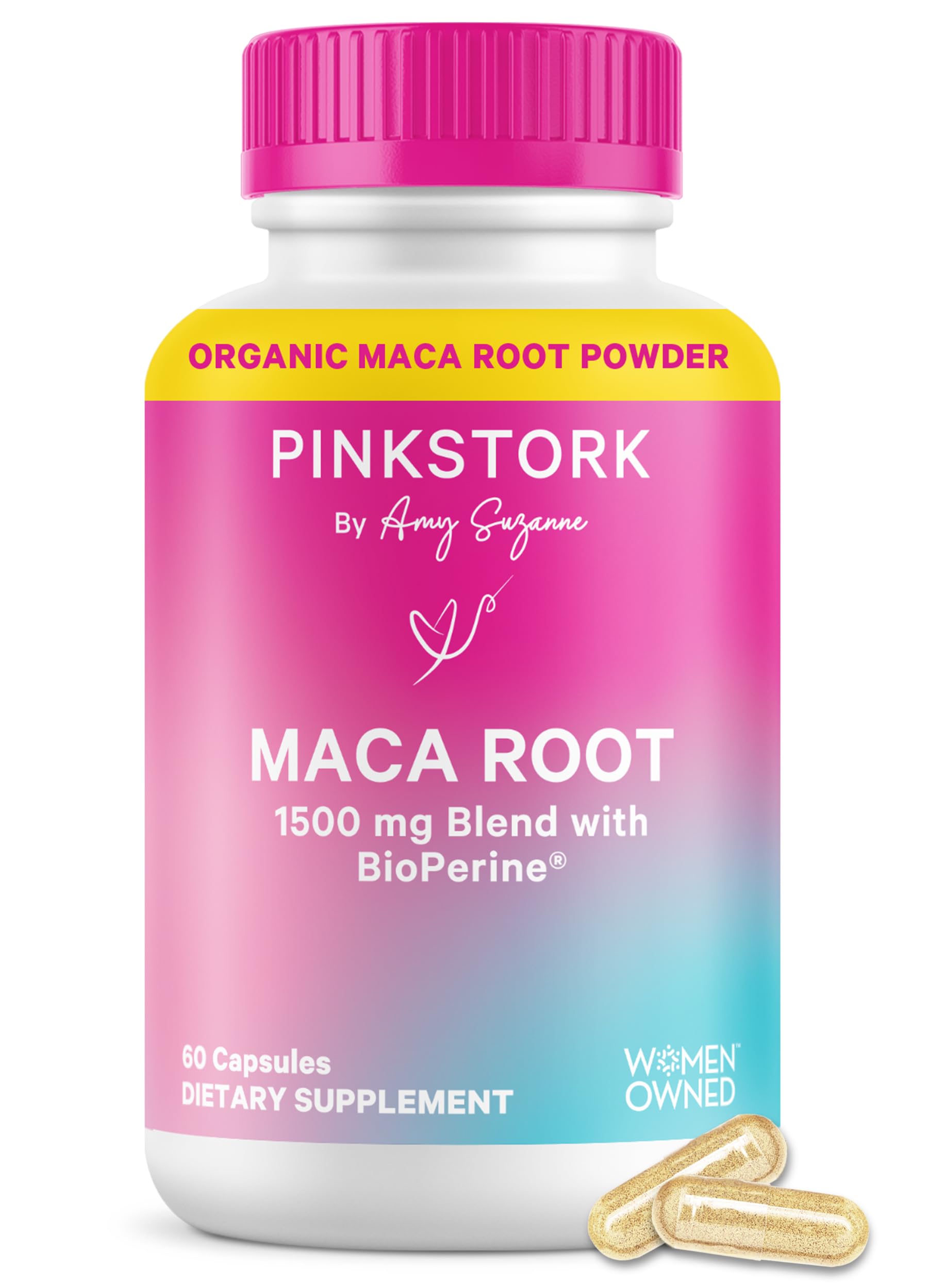 Pink Stork Maca Root Cápsulas: uso diario para equilibrio hormonal y energía