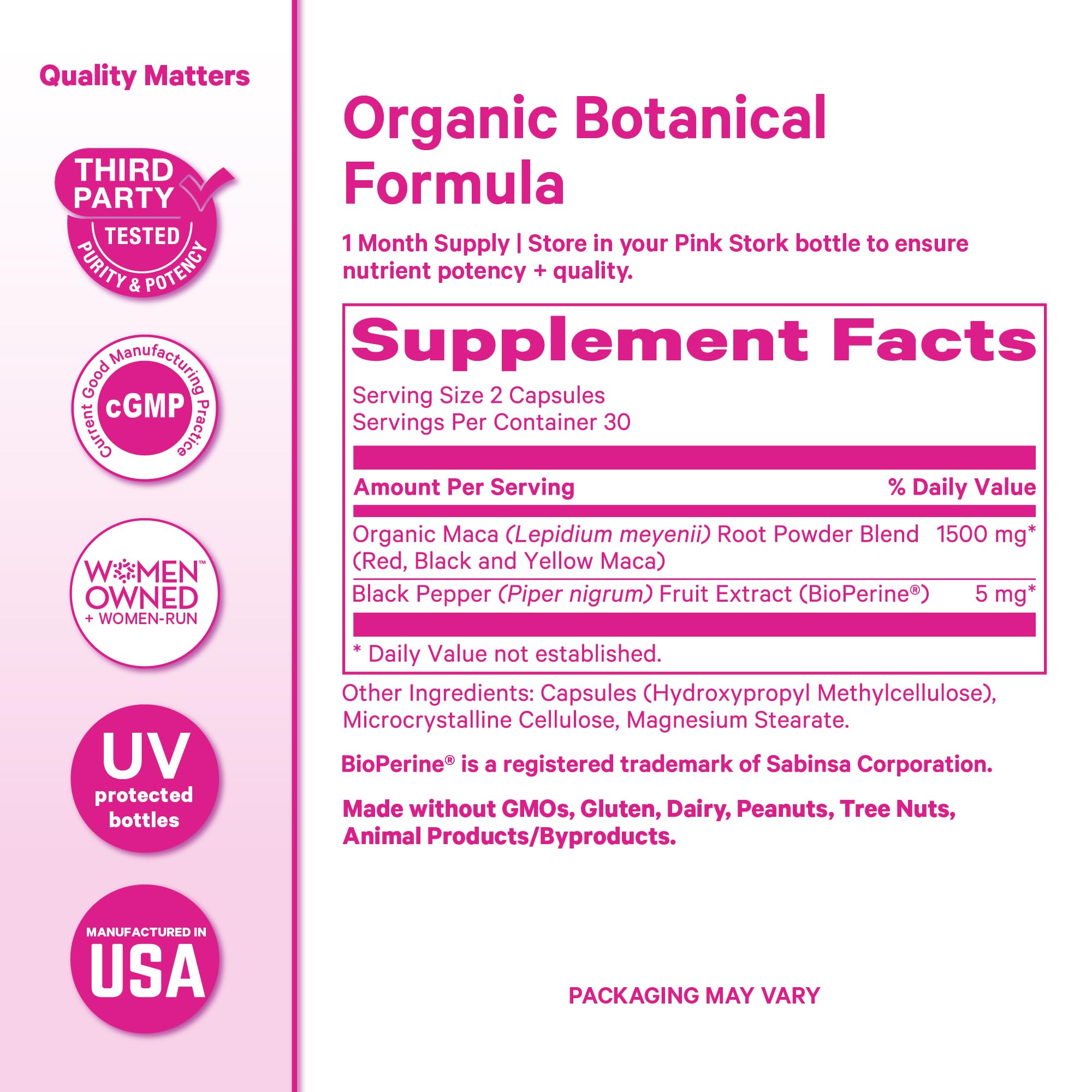 Pink Stork Maca Root Cápsulas: energía diaria sin cafeína