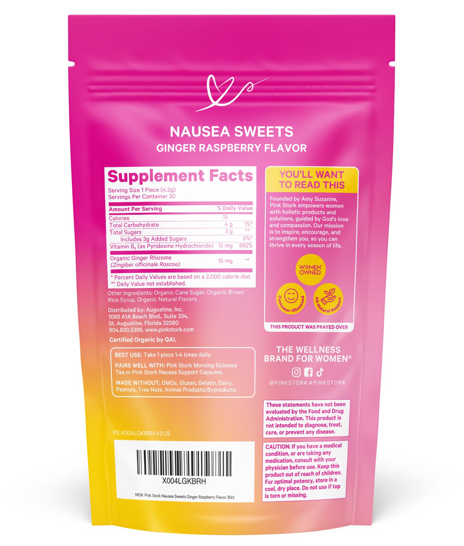 Pink Stork dulces-frambuesa-ginger-para-trabajo: snack libre de alérgenos para la jornada