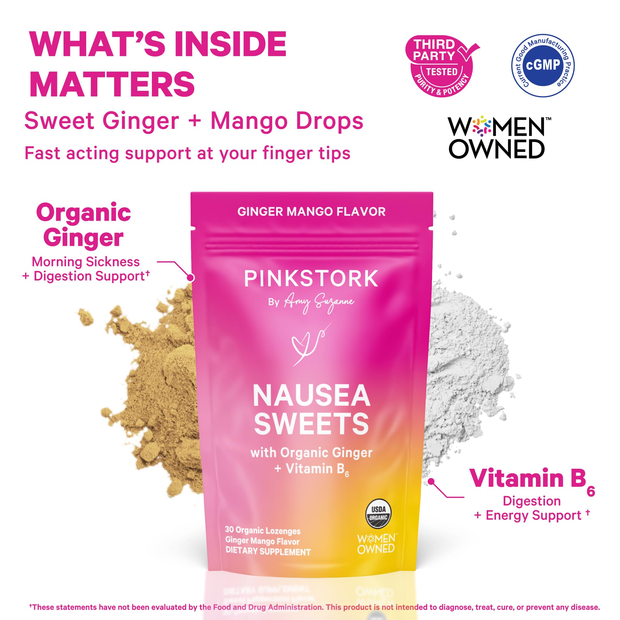 Pink Stork Mango con jengibre para apoyo digestivo suave