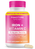 Pink Stork Hierro Bisglicinato: botella de cápsulas para energía diaria.