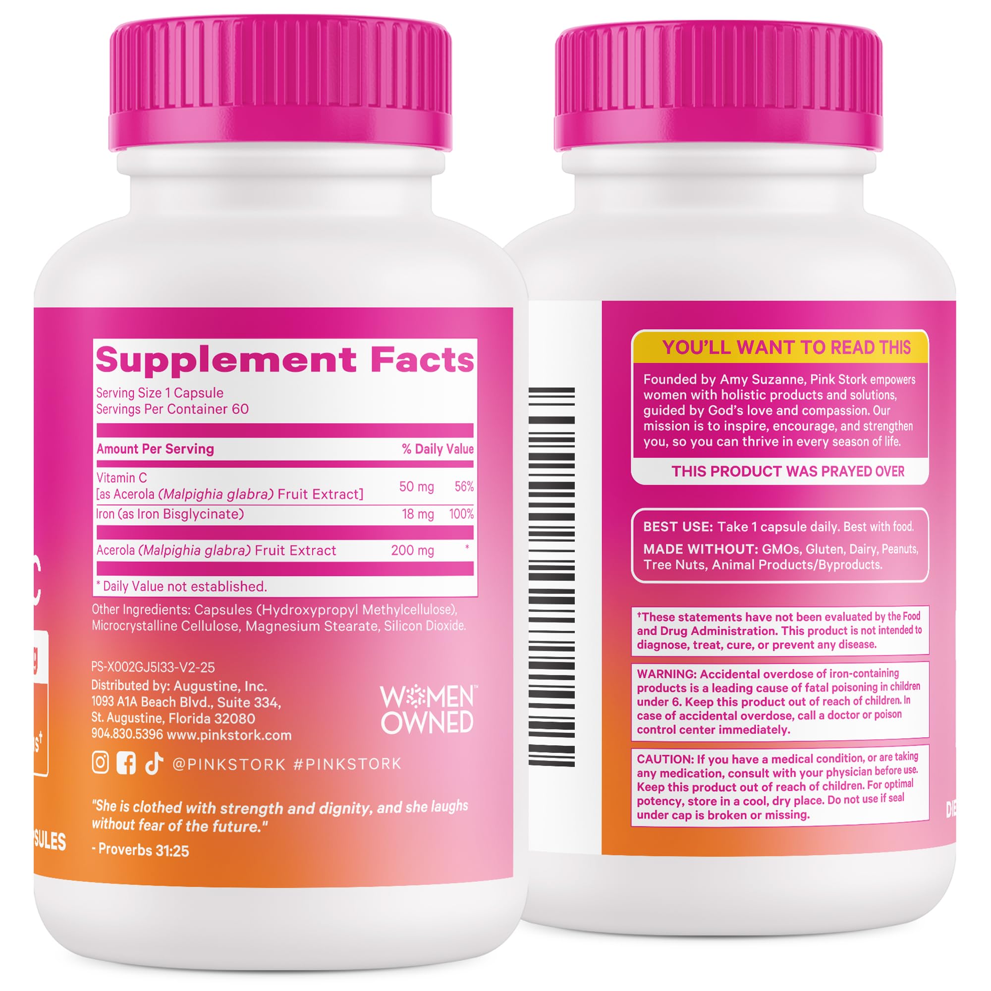 Pink Stork Prenatal empaque claro informa uso correcto