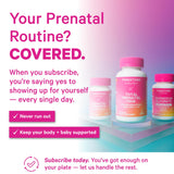 Pink Stork Probiótico Prenatal envase compacto para llevar.