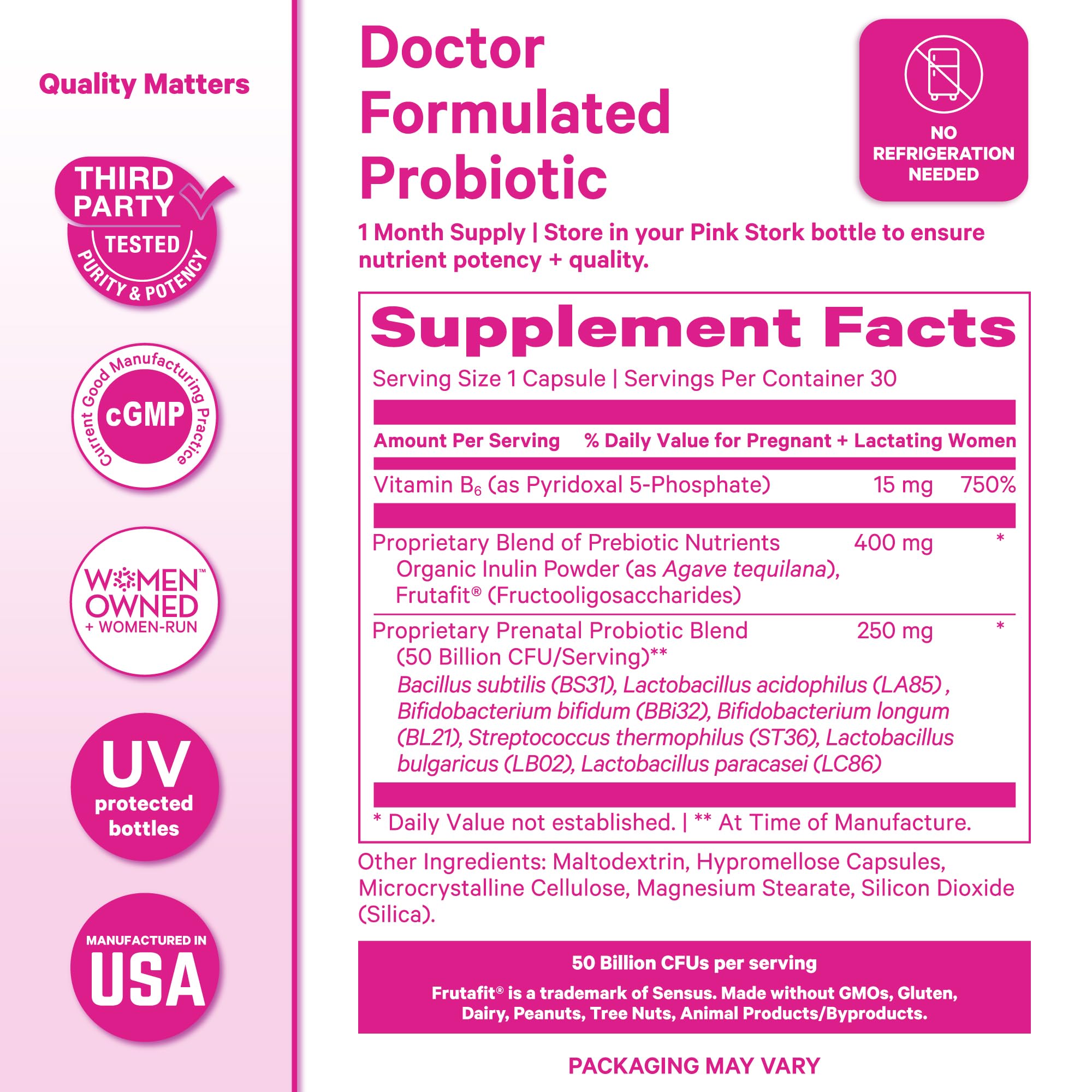 Pink Stork Probiotico Prenatal ritual diario facilita la toma.