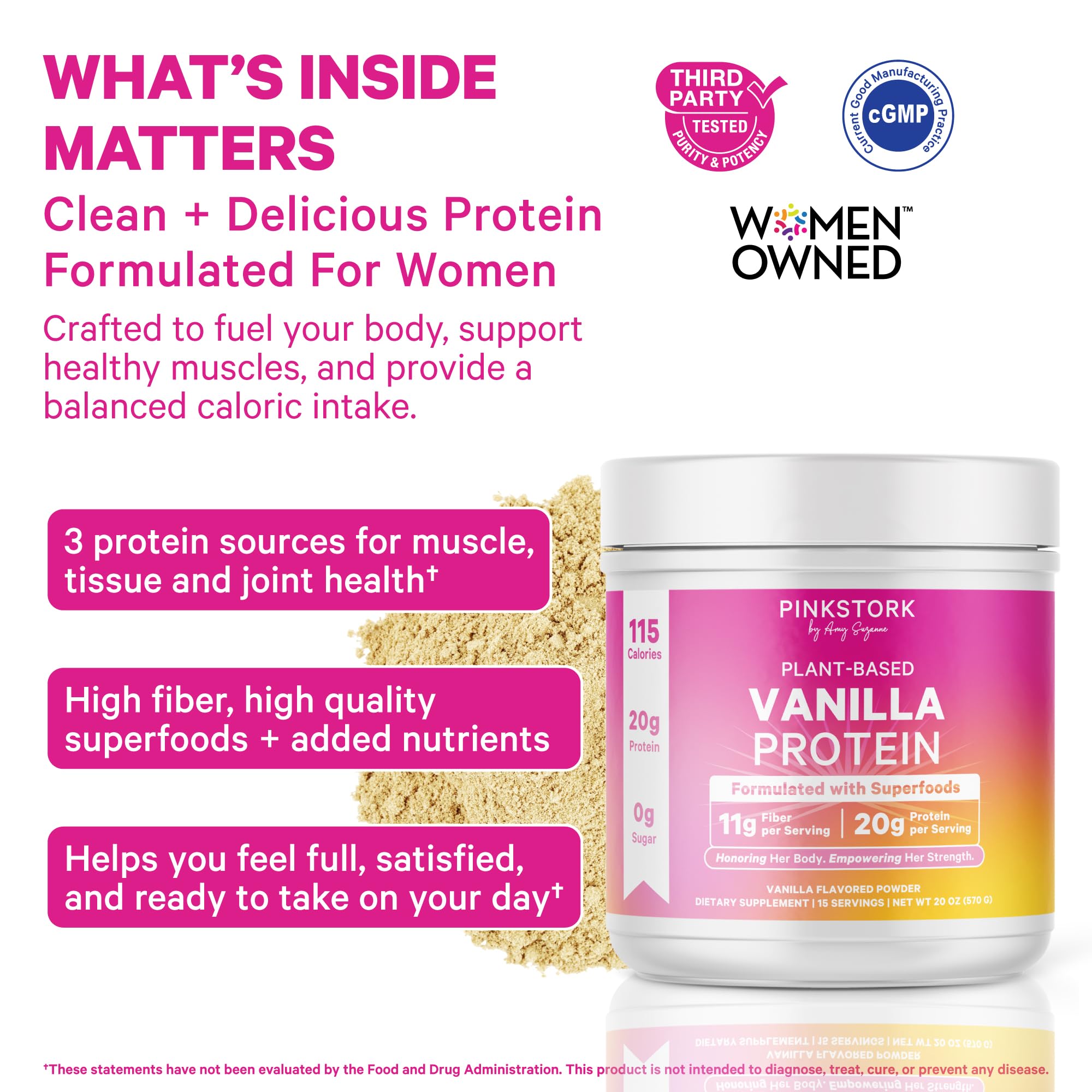 Proteína Pink Stork Vanilla, mezcla sin grumos para batidos suaves.