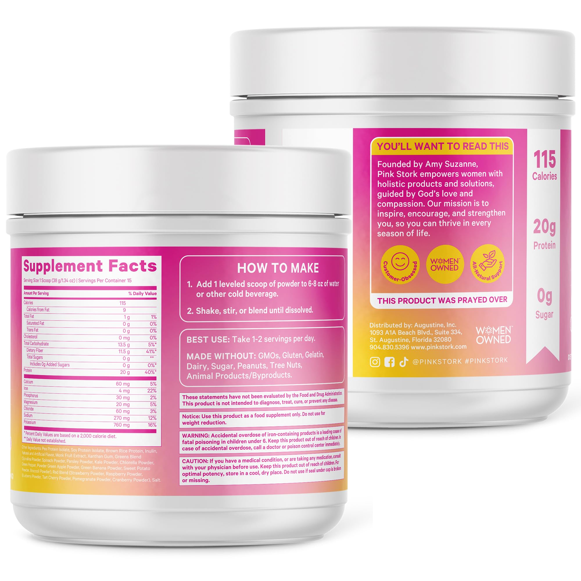 Proteína Pink Stork Vanilla para uso diario sin gluten.