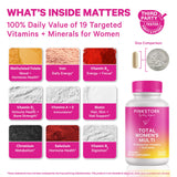 Pink Stork Total Multivitamínico para Mujeres, cápsulas fáciles de ingerir.