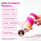Frontal de la etiqueta Pink Stork Total Multivitamínico para Mujeres.