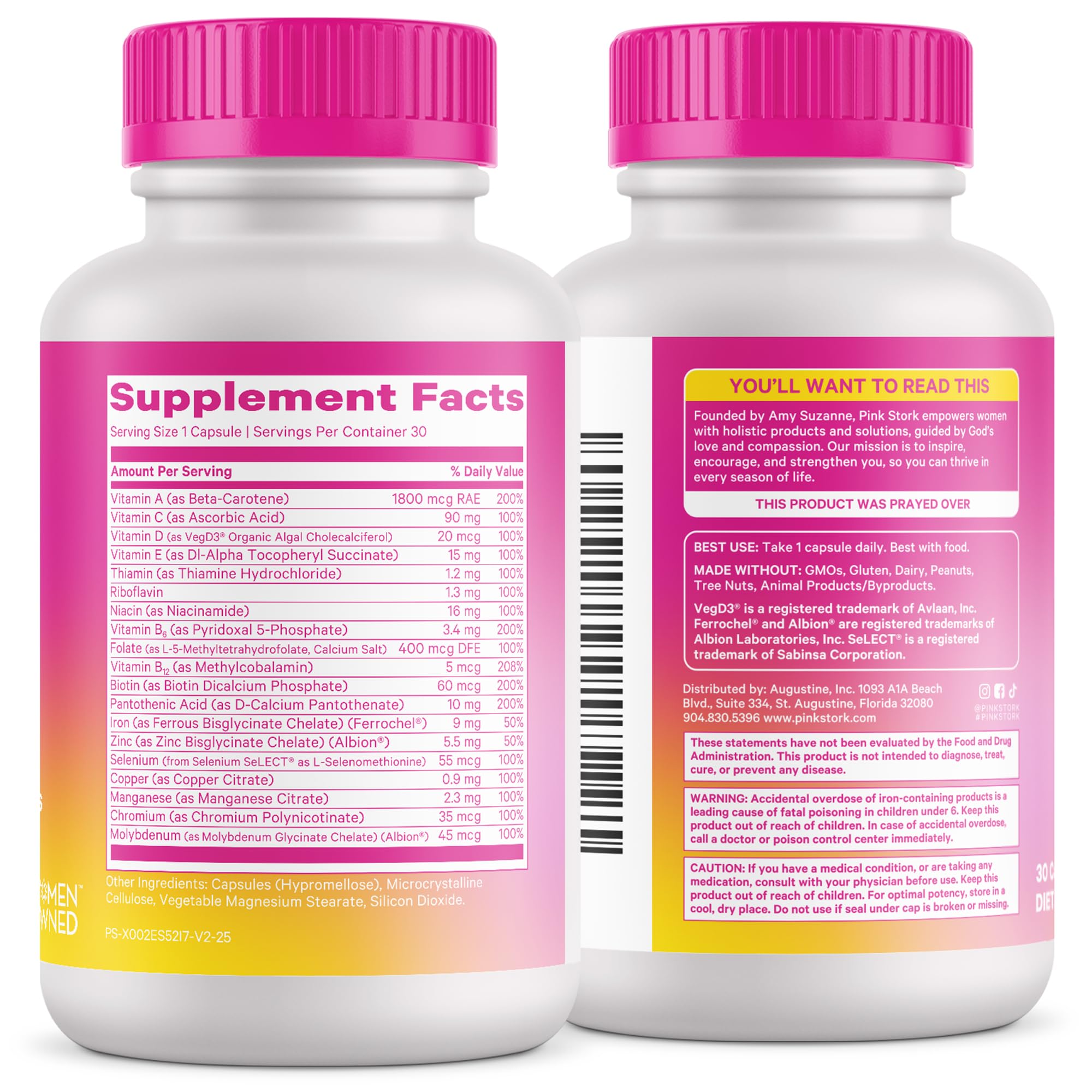 Producto probado en laboratorios cgmp para Pink Stork Total Multivitamínico para Mujeres.
