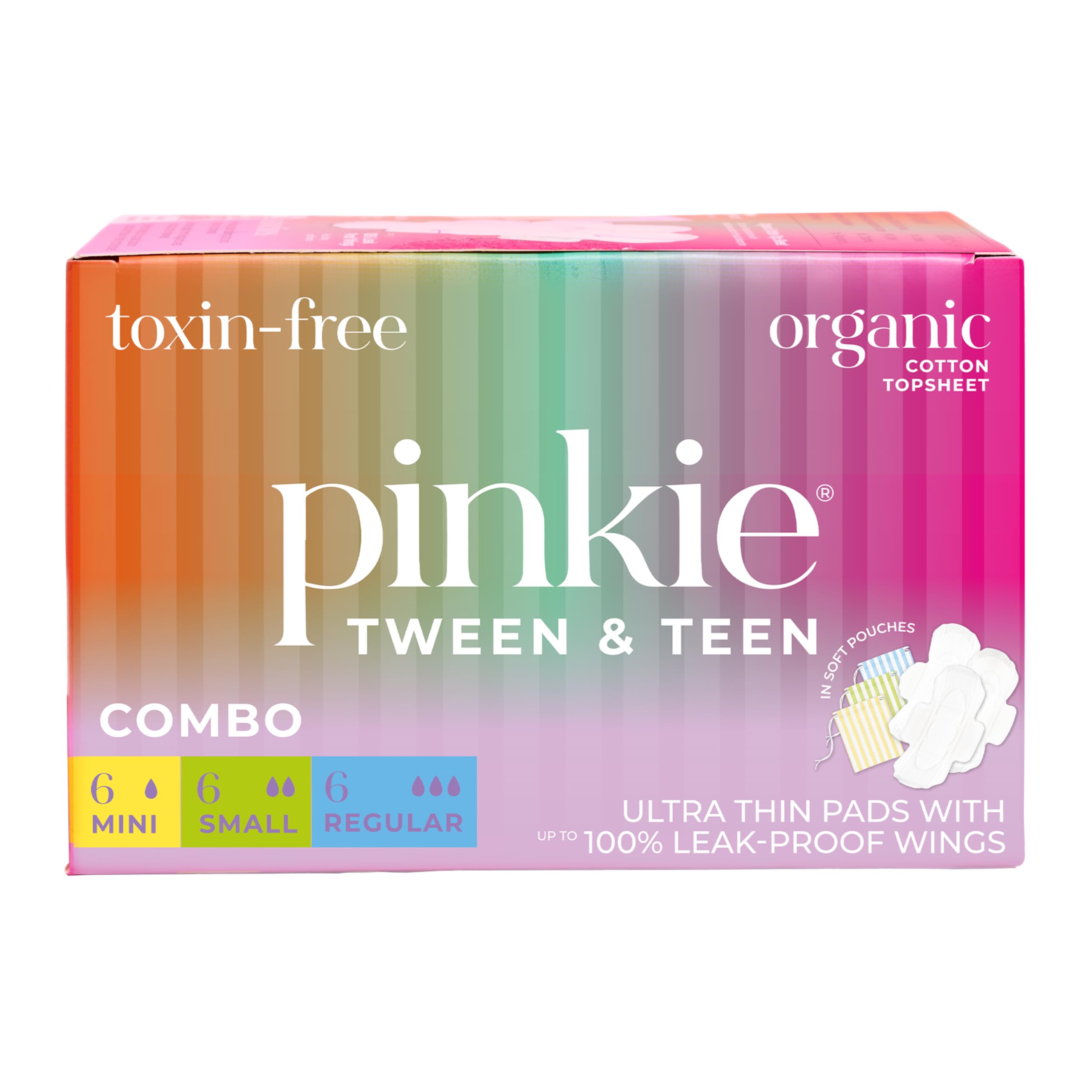Pinkie Period Starter Pads mini pack, empaque compacto para prueba y comodidad diaria.