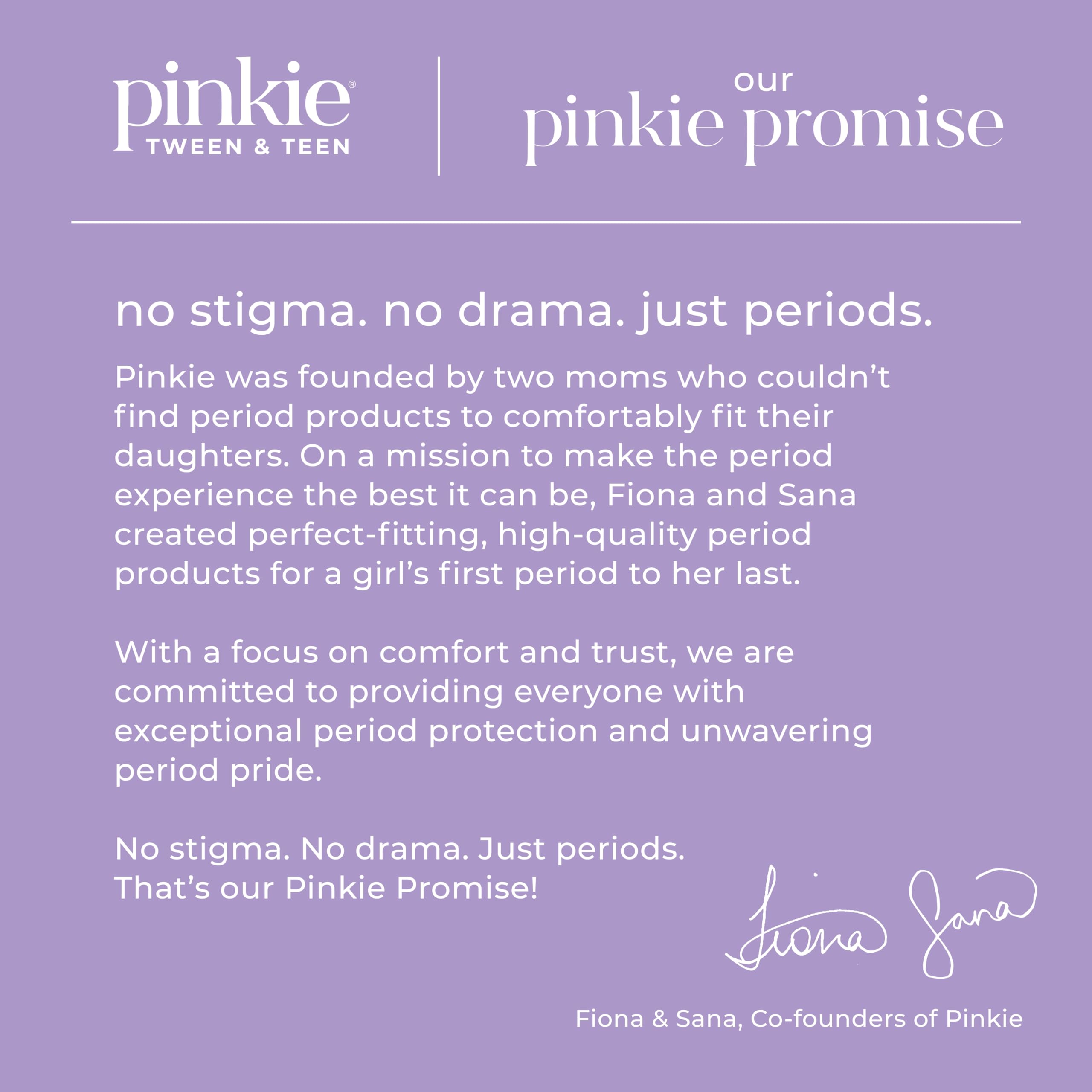 Pinkie Period Starter Pads sin fragancia, apto para piel sensible y uso diario.