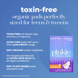 Pad Pinkie Period Starter Pads tamaño 11,2 pulgadas para protección prolongada durante la noche.