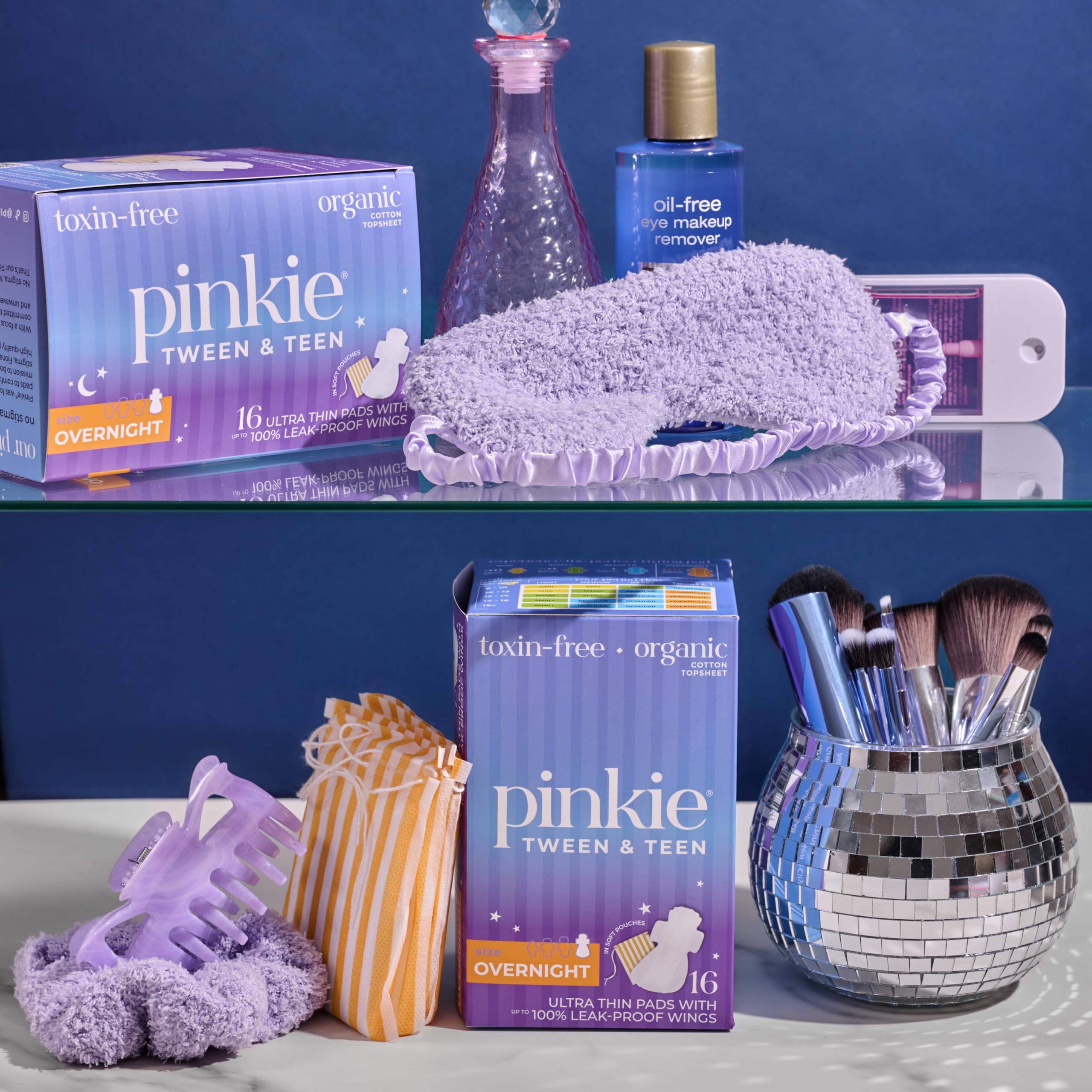 Pad Pinkie Period Starter Pads con tapa de algodón orgánico para mayor suavidad y seguridad.