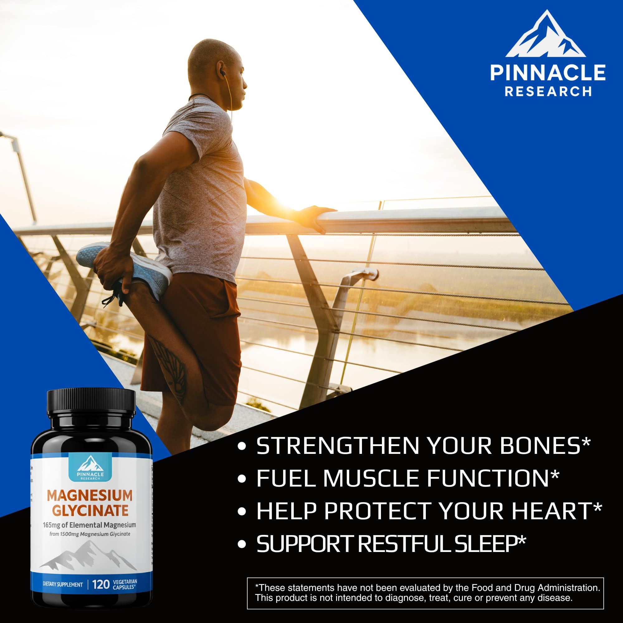 Pinnacle Research Magnesio glicinato para músculos y huesos, apoyo a la función.