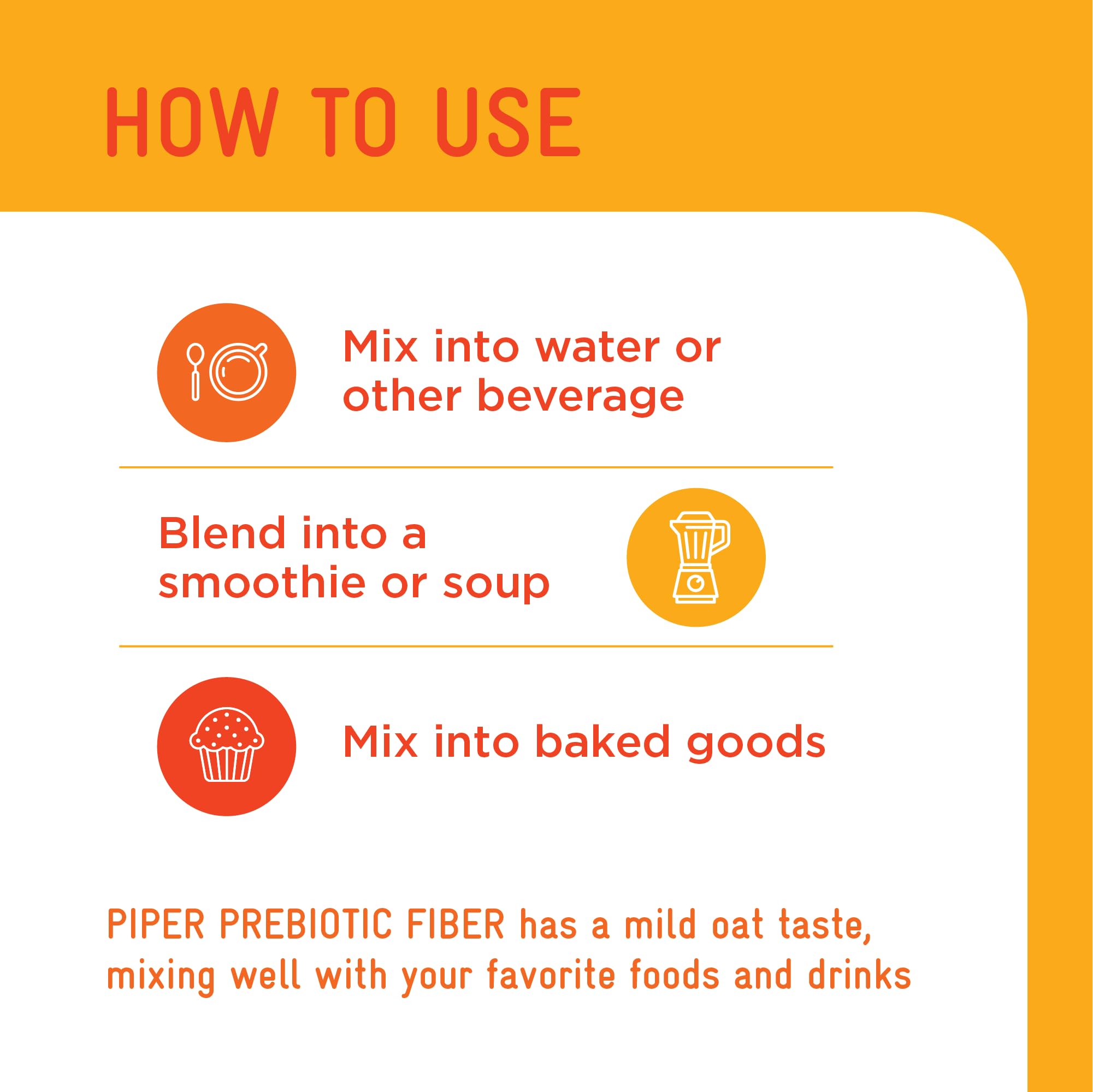 Piper Biosciences Prebiotic Fiber: mezcla rápida en batido o yogur