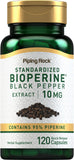 Piping Rock Bioperine, cápsulas frente al bote, uso diario recomendado para bienestar.