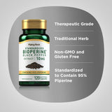 Piping Rock Bioperine, etiqueta detallada, información de calidad y pureza.