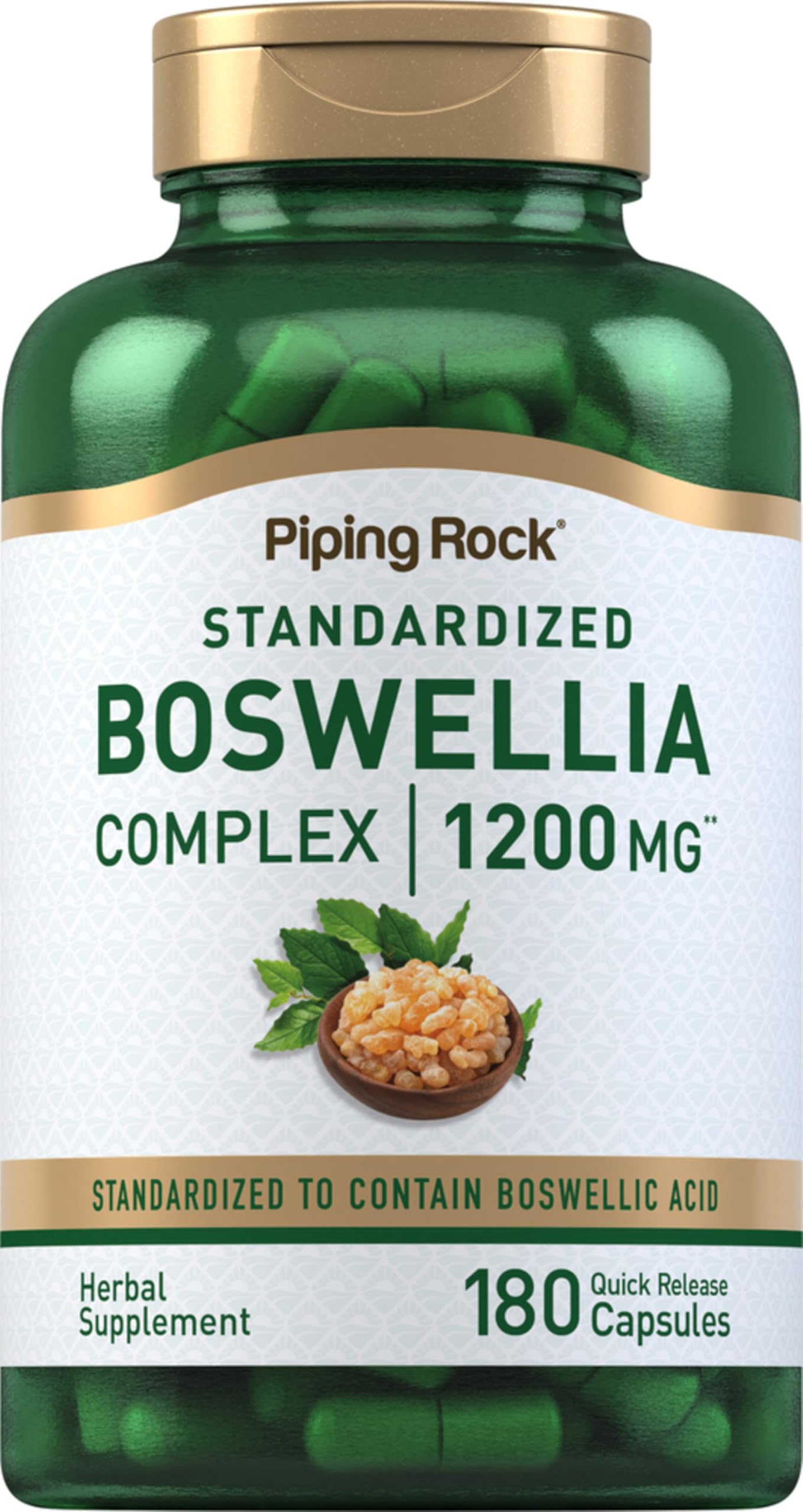 Piping Rock Boswellia: cápsulas de extracto para uso diario y bienestar natural.